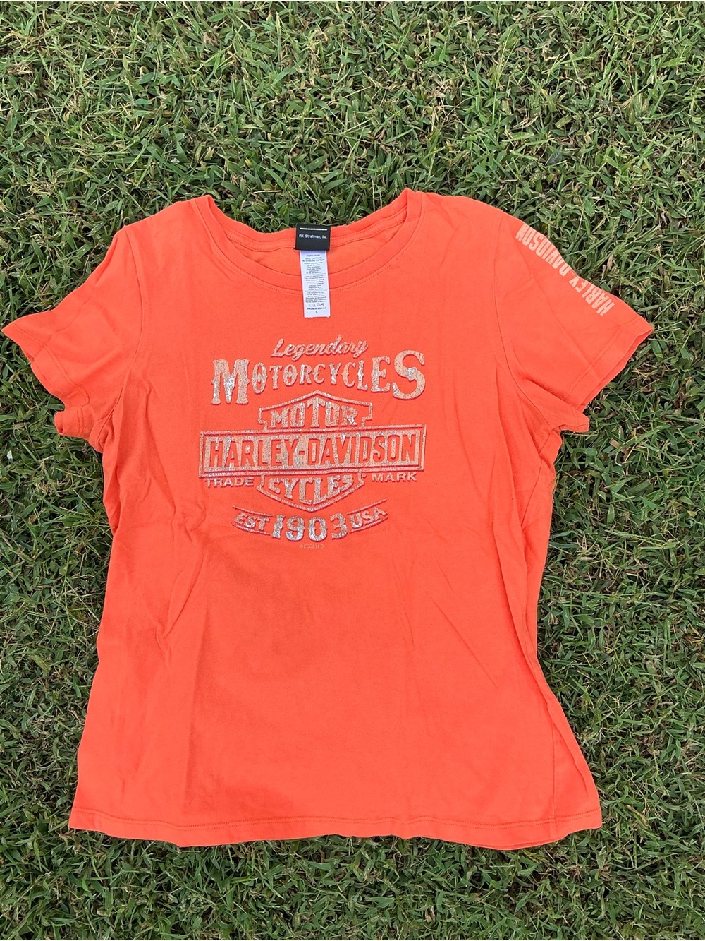 Harley-Davidson Orange Girls Short Sleeve Graphic Tee